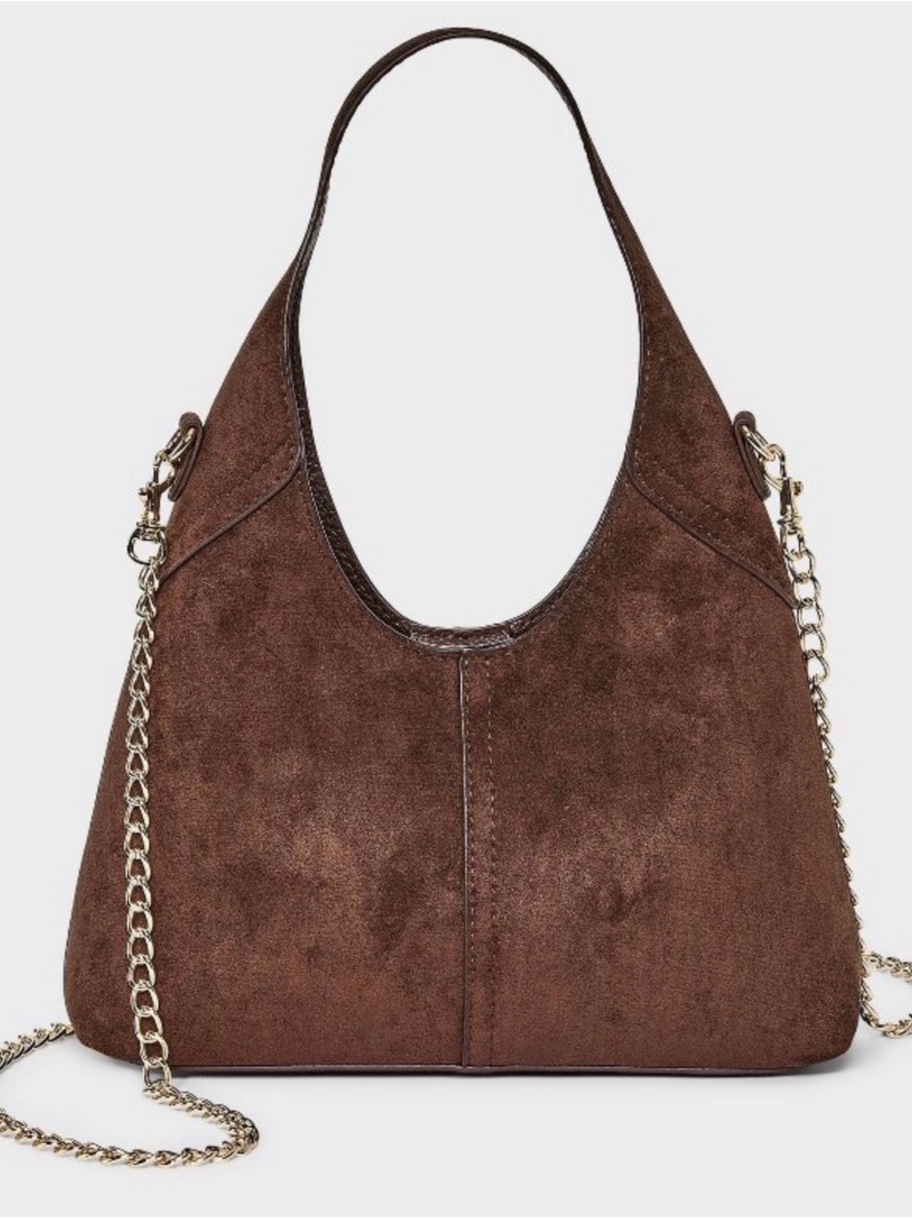 Universal Thread Brown Suede Hobo Bag with Gold Chain